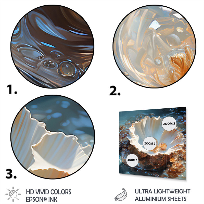 Art mural en métal White Pearl, H 16 po x l 16 po x P 1 po