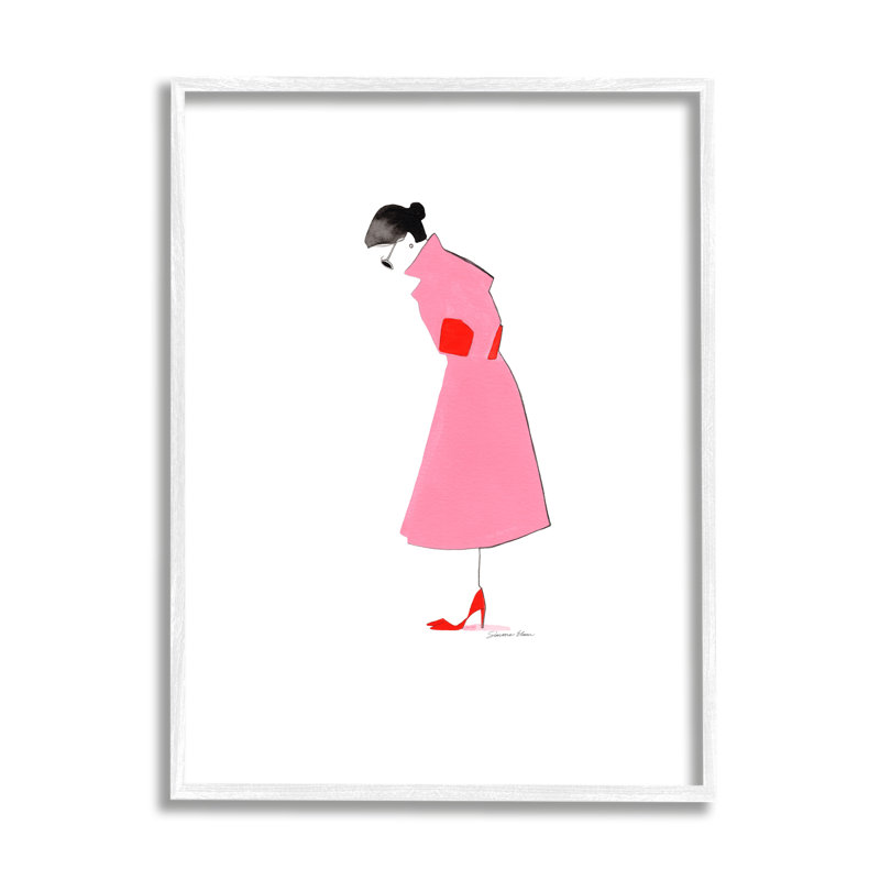 «Pink Girl» encadrée sur bois par Simone Elum, impression, H 14 po x l 11 po x P 1,5 po