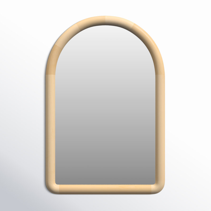 Natural Arched Wooden Wall Mirror 36" x 24"