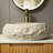18'' Irregular Oval Resin Vessel Basin Bathroom Sink With Stone Pattern, Beige Color | Gift Idea