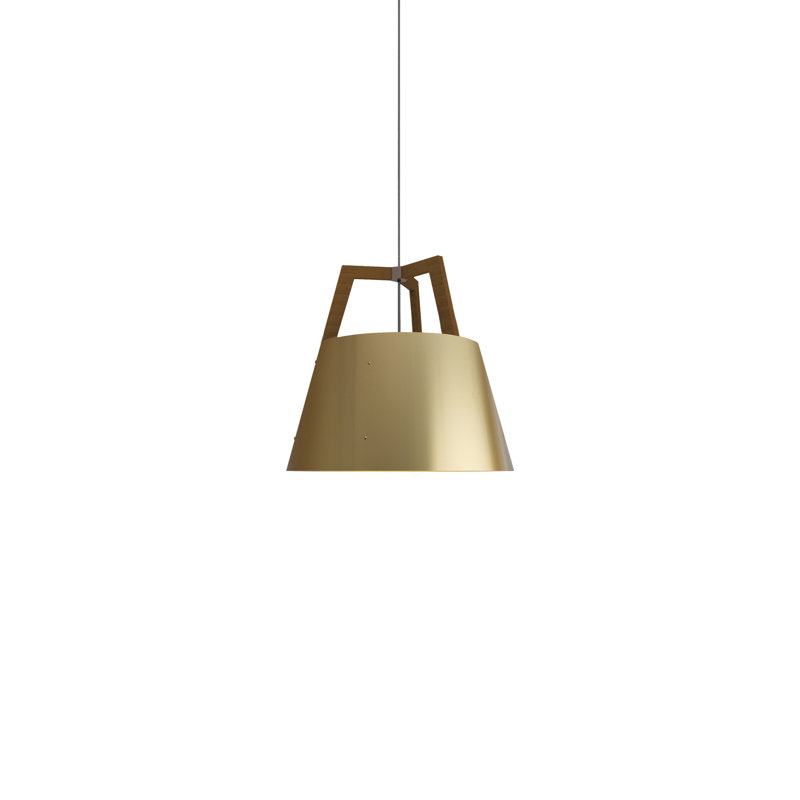 Luminaire suspendu conique à 3 lumières Imber, H 17,75 po x l 17 po x P 17 po, Noyer / laiton brossé