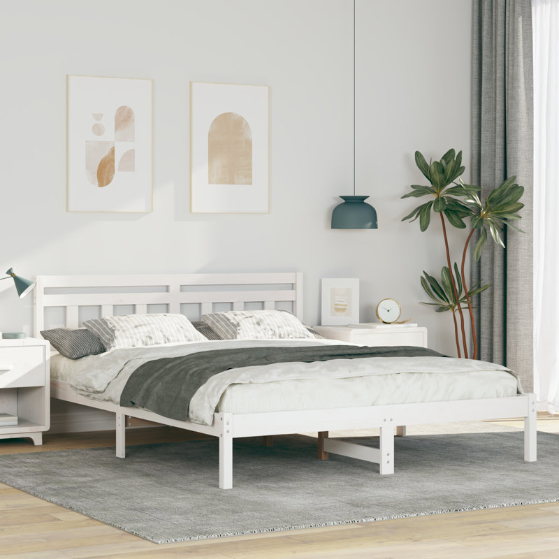 Solid Pine Wood, European Double (140 x 200 cm), White