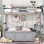 Lit double superposé au dessus d'un lit double avec bureau, gris-1427143713