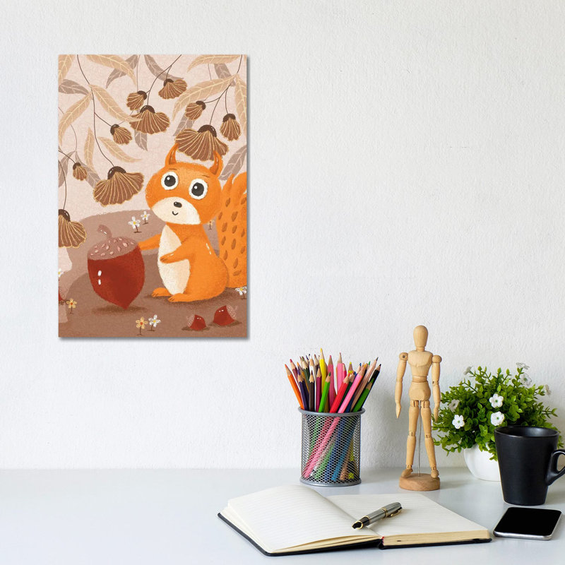 Little Squirrel Coil by Art Mirano - Wrapped Canvas Painting, 30.48cm H x 20.32cm W x 1.9cm D