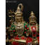 Petite statue de famille Shiva en laiton avec incrustation