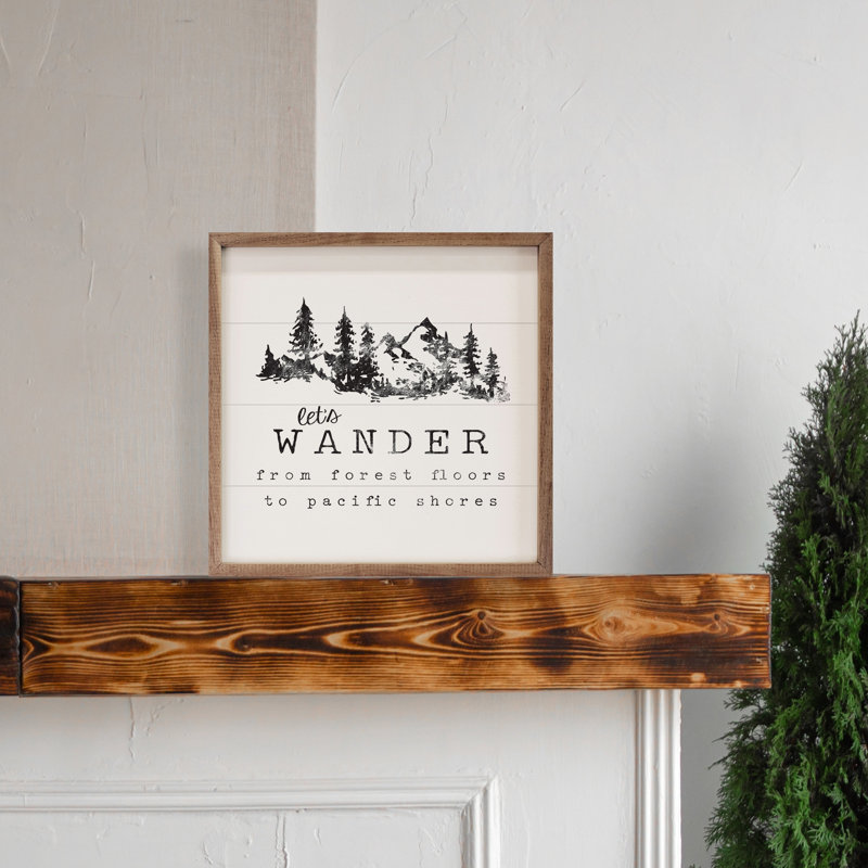 Let's Wander Mountains White, 16" H x 16" W