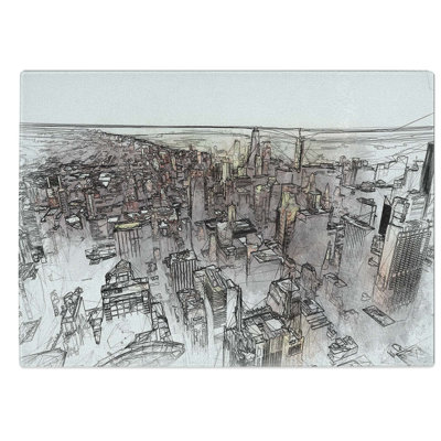 Glass Flying Over The Chicago Skyline in Abstract Chopping Board