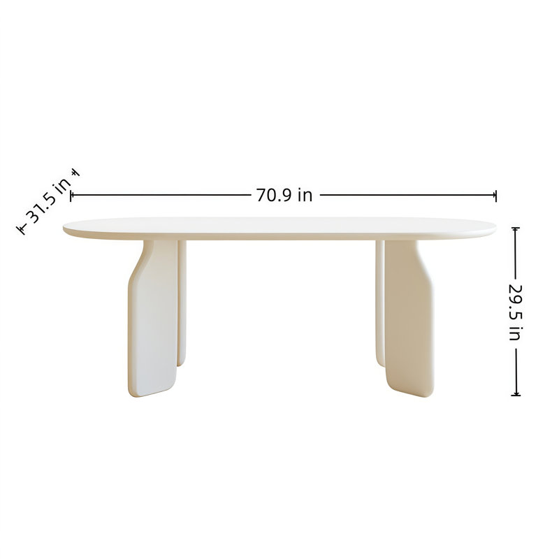 Oval Solid Wood Sintered Stone Dining Table, 29.50" H x 70.90" L x 31.50" W