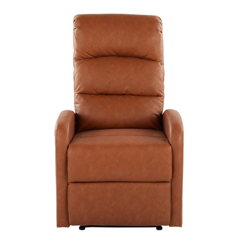 Dormi Contemporary Recliner Chair In Camel Faux Leather By Lumisource, Camel
