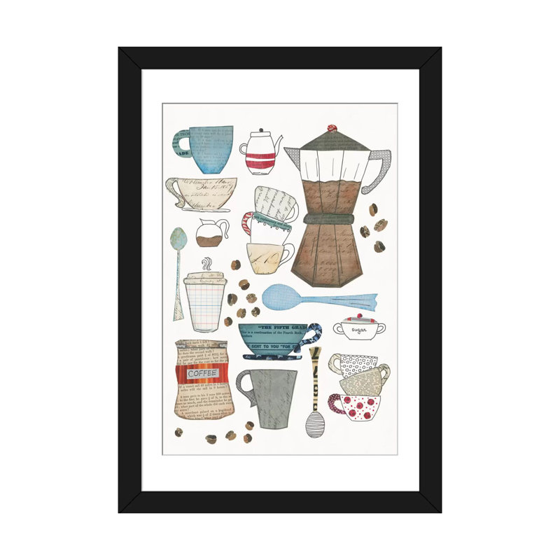 «Coffee Chart I», impression sur toile, H 24 po x l 16 po x P 1 po, Papier avec cadre noir, Blanc