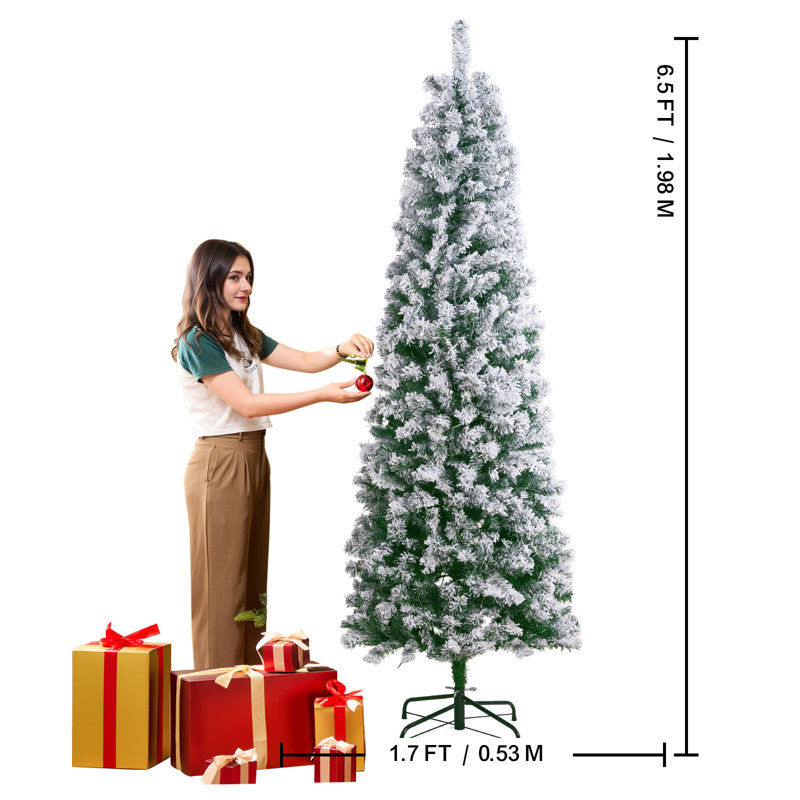 Christmas Tree 6.5ft Prelit Flocked Xmas Tree with 250 LED Lights 814 Tips