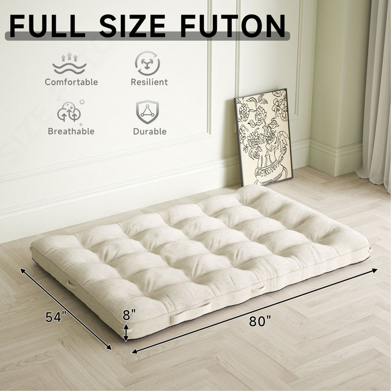 Tapis de sol pliable de 8 pouces pour matelas de futon, lit pliant, canapé-lit, lit double