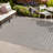 Chevron Modern Concentric Squares Black/Light Gray Indoor/Outdoor Rug-69807258