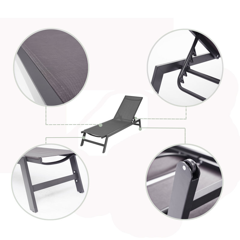 Méridienne d'extérieur réglable en aluminium, Gris