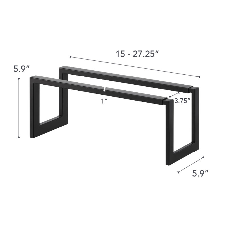 Yamazaki Home Adjustable Shoe Rack, Small, Steel,  Holds 4 to 8 shoes, Expandable, Stackable, Black
