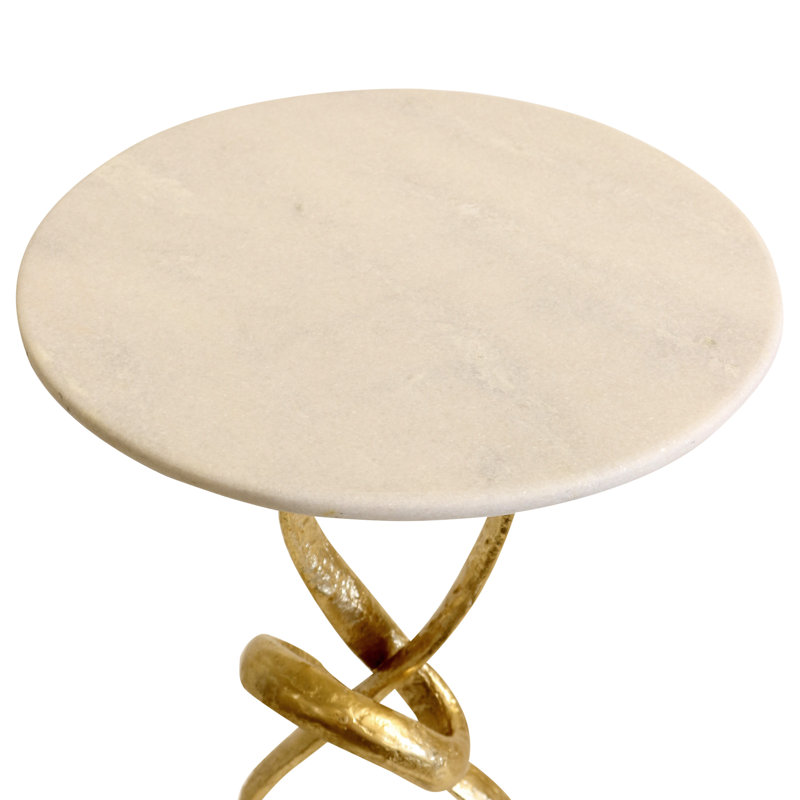 Table d'appoint Aurelia Abstract Twist - marbre blanc et or