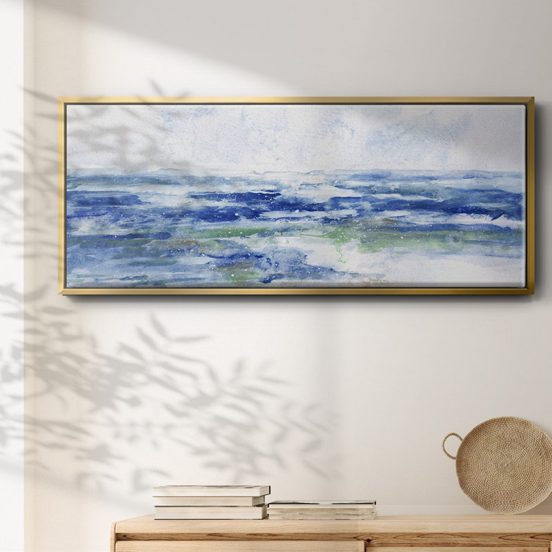 Soft Ocean Waters I- Framed Canvas, 24" H x 60" W