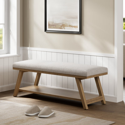 Banc de rangement rembourré en polyester l 45,3 po Hahnville