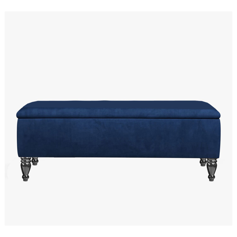 Lisbon Ottoman Bench with Storage, End of Bed Bench, Rectangle Coffee Table, Upholstered Footstools, Sapphire Blue