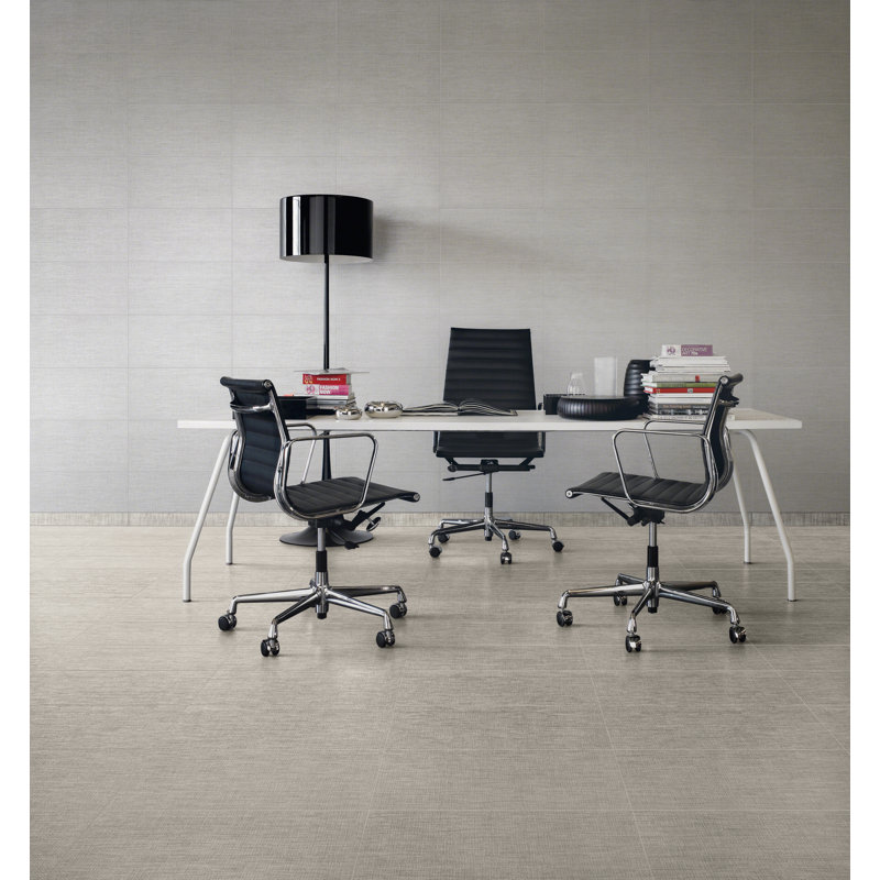 Tektile Lineart 24" x 3" Porcelain Bullnose Tile Trim in Gray, Tektile Crosshatch Gray