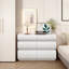 Commode 6 tiroirs pour chambre à coucher, commode blanche sans poignée, commode moderne 6 tiroirs avec rangement large (Même SKU: W757P235726)