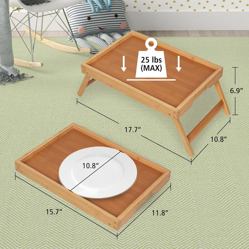 Artmeer Bed Tray Table with Folding Legs