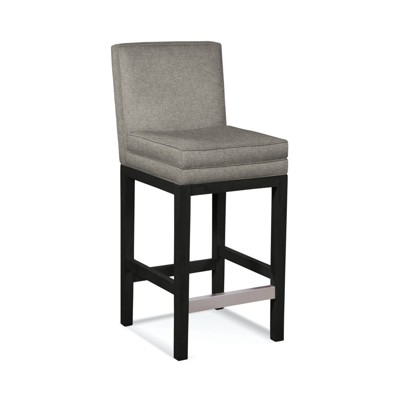 Upholstered Stool, Basic Grey; 0317-83, Antique Black Finish