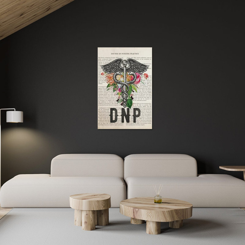 DNP, Doctor of Nursing pratique avec imprimé de fleurs sur verre acrylique, H 32 po x l 24 po x P 0,25 po