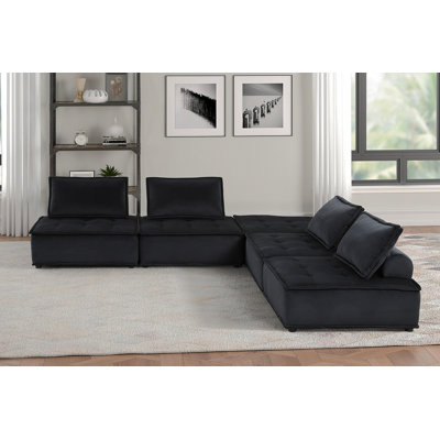 Canapé et causeuse en velours noir l 120 po Aveline