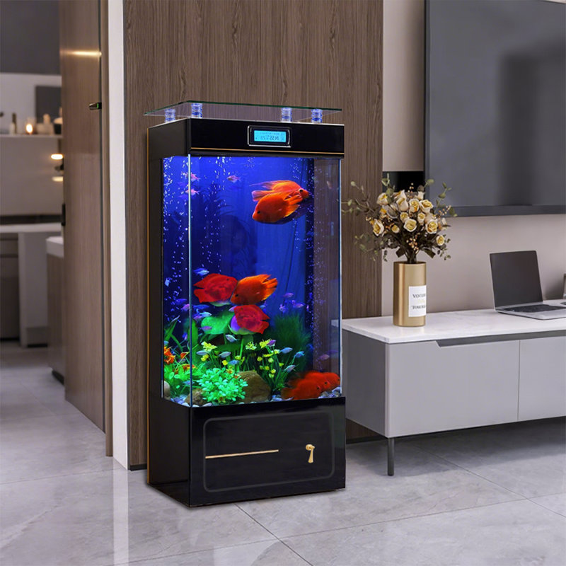 Aquarium de luxe 31,5 po, 56.8 Gallon (53.54"H x 31.5"W x 15.75"D), Transparent/noir