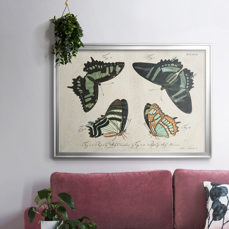 «Crackled Butterflies III», reproduction d'art sur toile, Argent, H 18 po x l 26 po x P 1,5 po