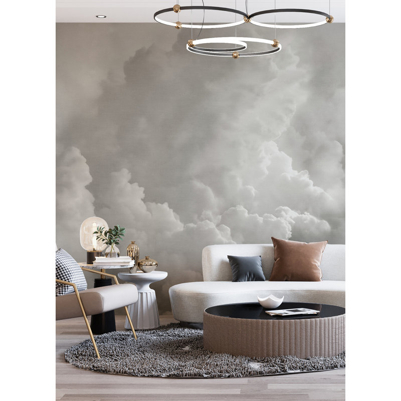 Murale Dans les nuages gris tourterelle, gris