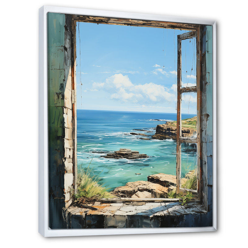 «Sailors Ocean Windows Perspectives II - Coastal Windows», art mural, H 44 po x l 34 po x P 1,5 po, Cadre flottant blanc