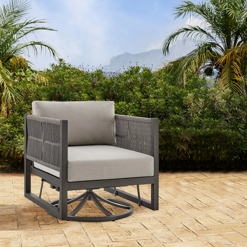 Chaise longue d'extérieur pivotante et pivotante en aluminium avec coussins, Brun