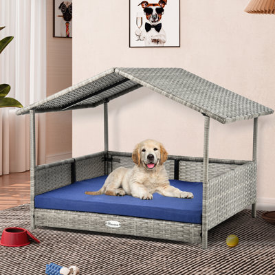 Canapé pour chien avec coussin en rotin Tucker Murphy Rattan