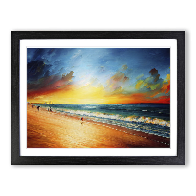 Beach View Vol.2 1 Piece Single Picture Frame Painting, 25cm H x 34cm W x 2cm D, Black