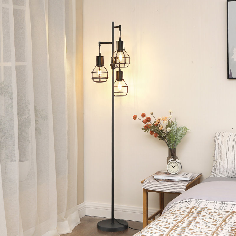 Zakaria 65" H 3-Light Dimmable Tree Floor Lamp , Black
