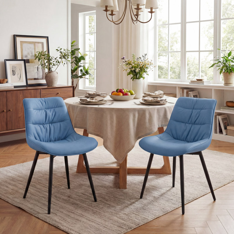 Chaise d'appoint à oreilles avec pieds en métal Modern, Blue