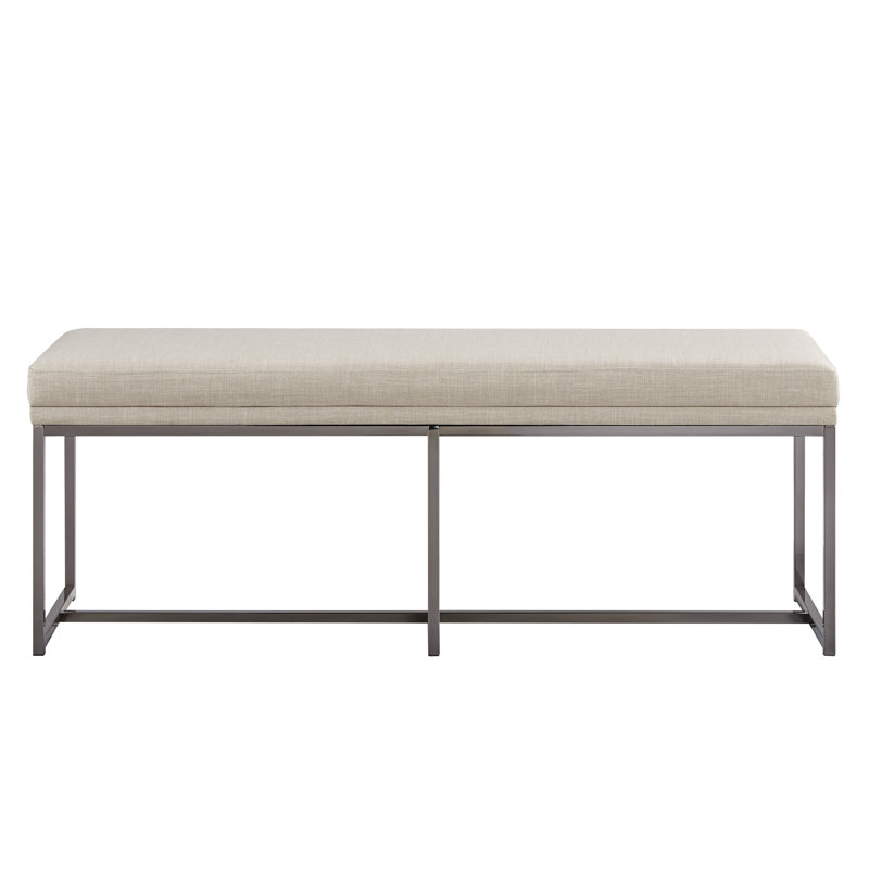 Banc de chambre rembourré en métal Stark, Lin beige