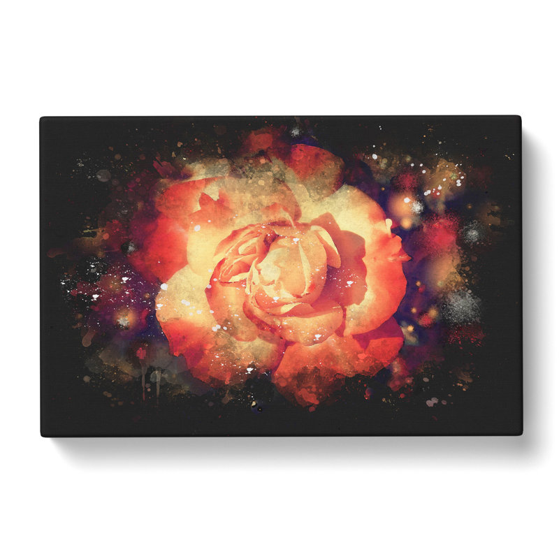 Orange Rose Flower - Wrapped Canvas, 40cm H x 60cm W x 3cm D