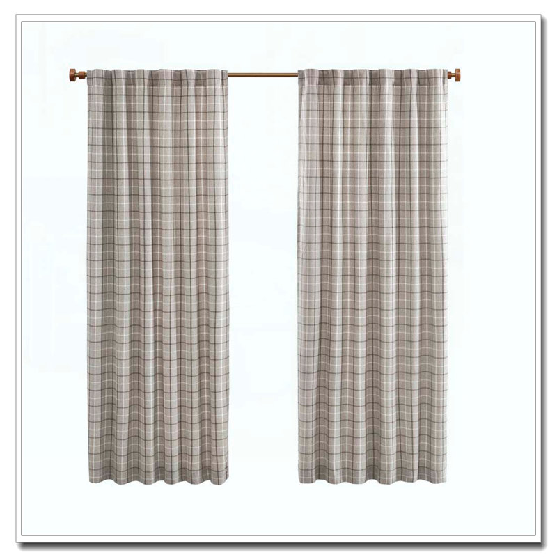 1 PCS 50x108" Plaid Rod Pocket and Back Tab Curtain Panel with Fleece Lining Brown, Brown