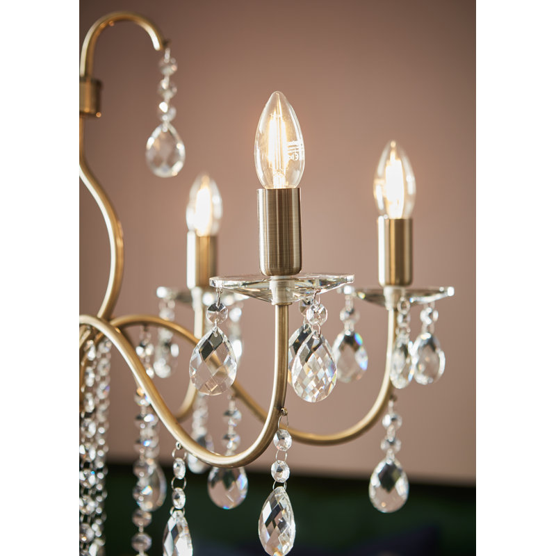 Roche 6 - Light Crystal Chandelier, Antique Golden