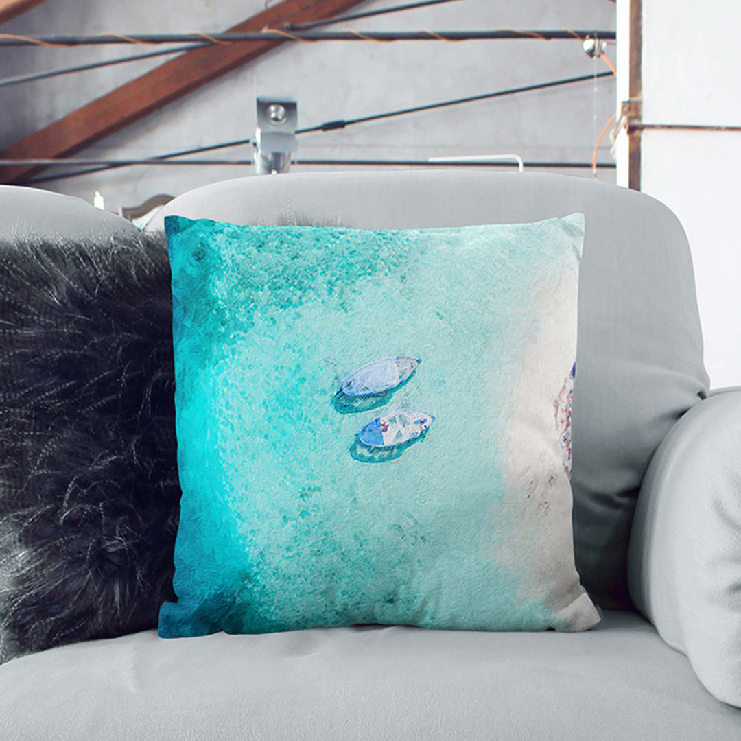 Boats in the Maldives in Abstract Cushion with Filling