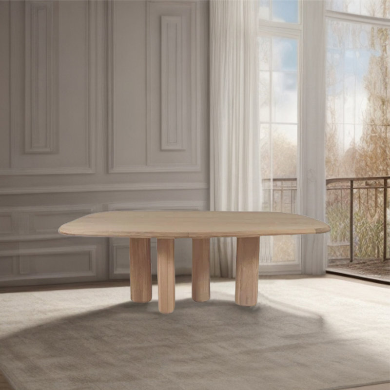 Oak Solid Wood Dining Table, Burly wood, 41.34" W x 78.74" L