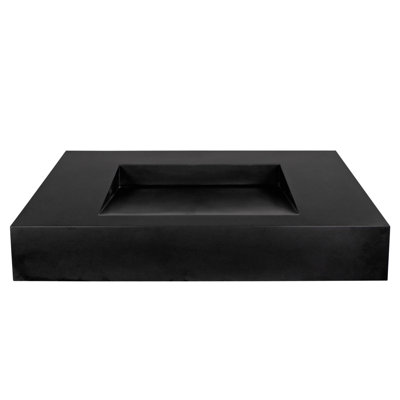Lavabo de salle de bain mural rectangulaire à surface solide 36 "Pyramid en finition matte - noir, sans trou de robinet