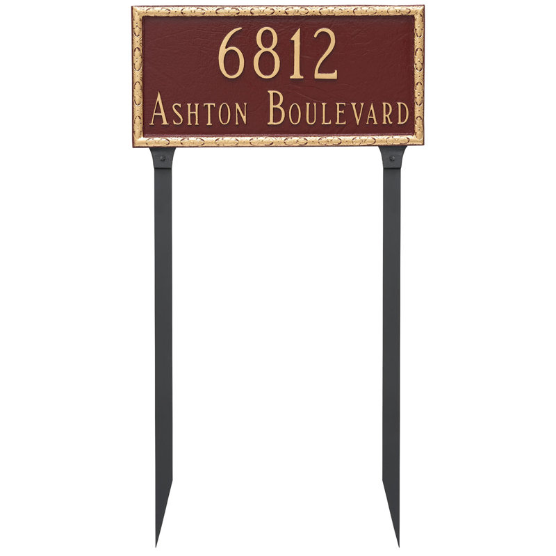 Enseigne d’adresse pour pelouse sur 2 lignes jefferson, Bleu de mer / Argent, Oui
