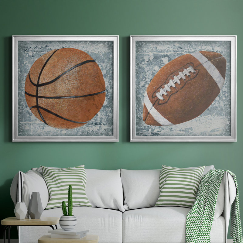 Grunge Sporting I Grunge Sporting I - ensemble de 2 impressions encadrées, H 34,5 po x l 69 po x P 1,5 po, Pas de tapis