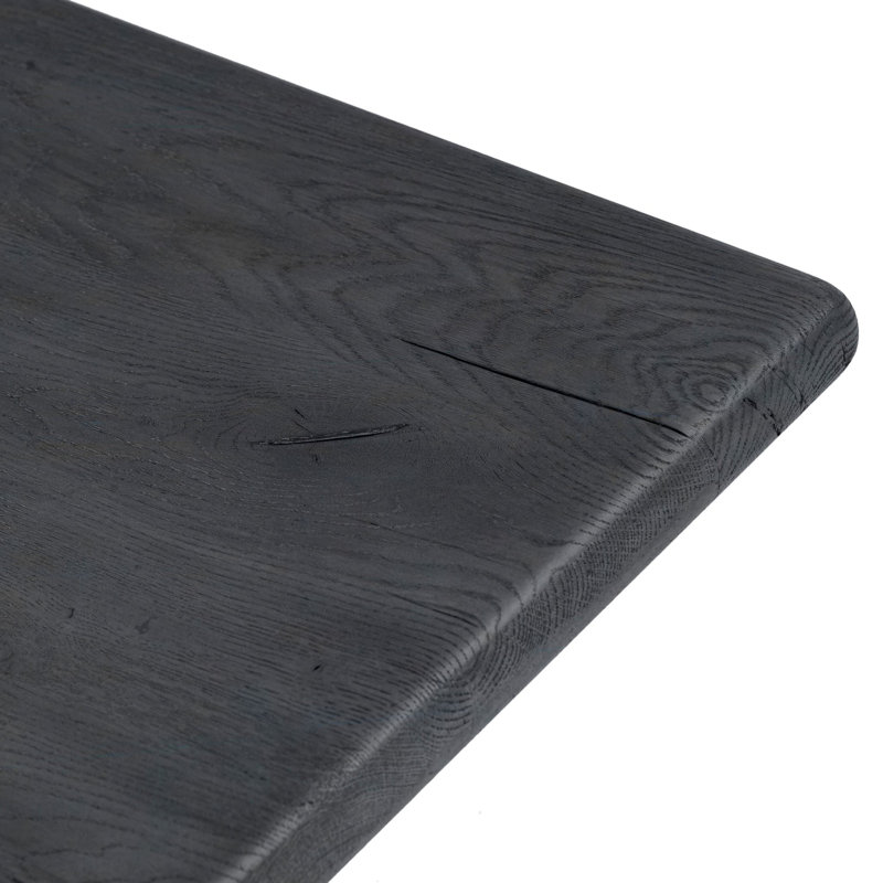 MARCON Solid Oak Dining Table, Dark Espresso Reclaimed French Oak