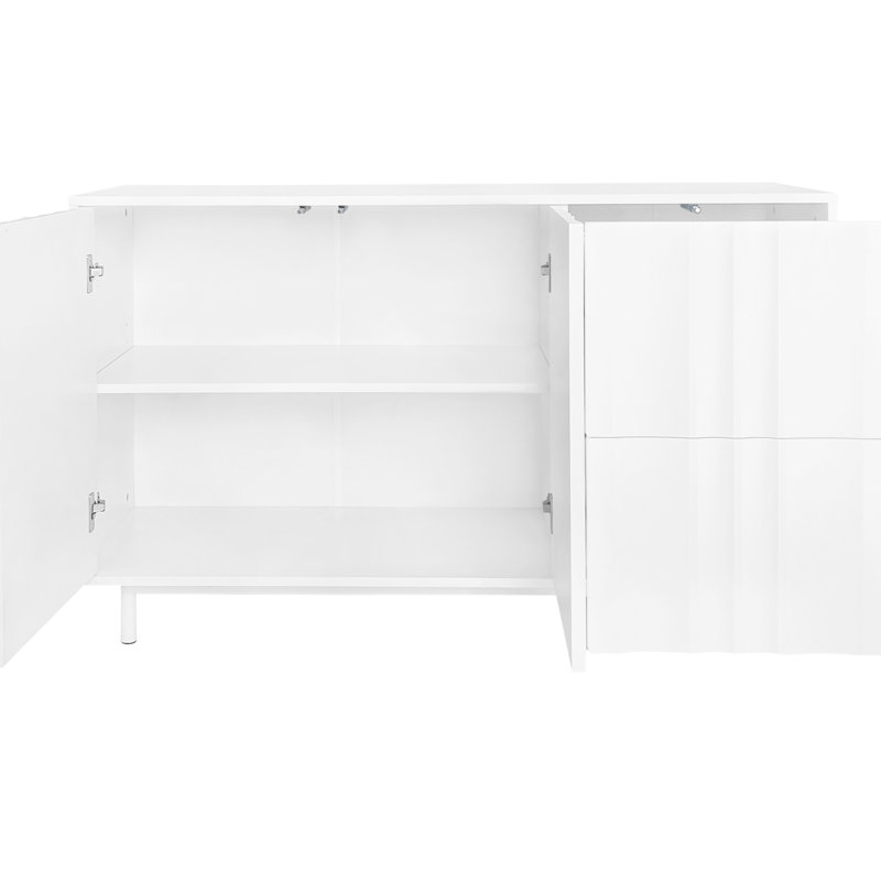 Armoire ondulée 2 tiroirs 2 portes - réglable, convient pour la vie, le bureau, le modèle de rangement blanc d'entrée, portes, tiroirs, utilisations diverses réglables