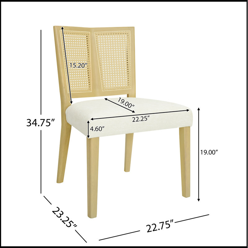 Ensemble de 2 chaises de salle à manger en rotin sans accoudoirs, alliant style Mid-Century et confort moderne pour un repas élégant